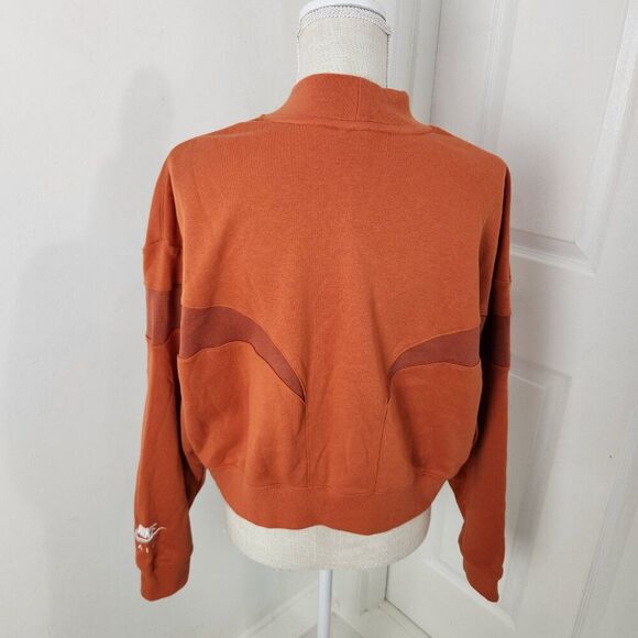 Nike Sweatshirt Womens M Orange Sportswear Air Fleece Mock Neck Hanorac Cropped - Picture 15 of 15